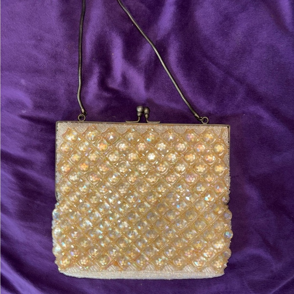 Vintage Designer Walborg beaded clutch with crystals bag made in Hong Kong - Picture 5 of 11
